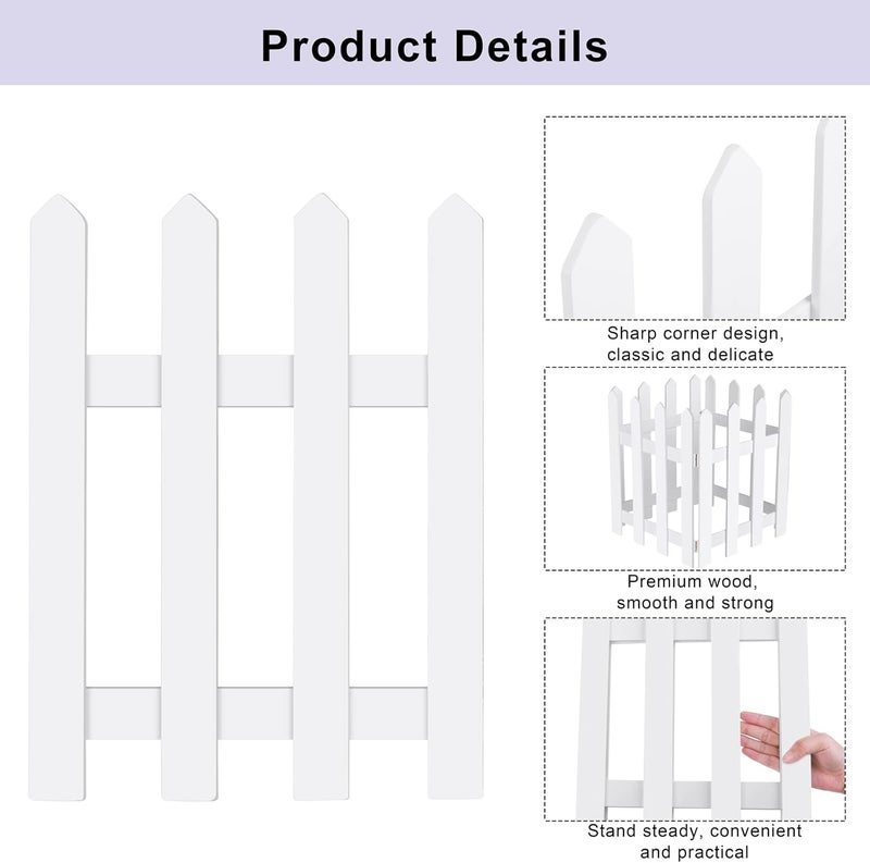 RUODON 4 Pack Thick Christmas Tree Fences White Wooden Picket Fences Tree Fence Border Decoration for Xmas Wedding Party Decor Garden Home, 15.7 x 12 Inches - Image 3